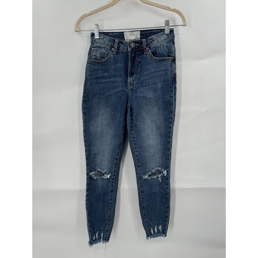 One Teaspoon Jean Women 24‎ Blue Denim Distressed High Waist Freebirds II Skinny